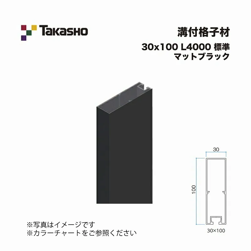 タカショー 溝付格子材 30×100 L4000 標準 マットブラック 1本 ※直送／個人宅不可