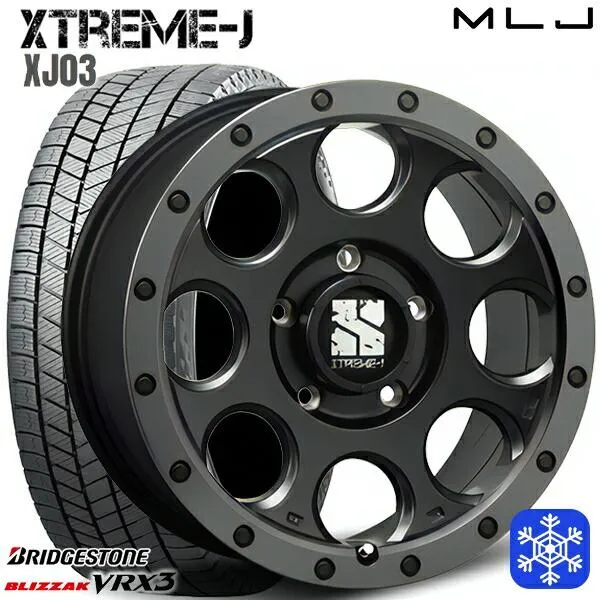 90ノア 205/60R16インチ ブリヂストン ブリザック VRX3 5H114.3 スタッドレスタイヤホイール4本セット MLJ エクストリームJ XJ03