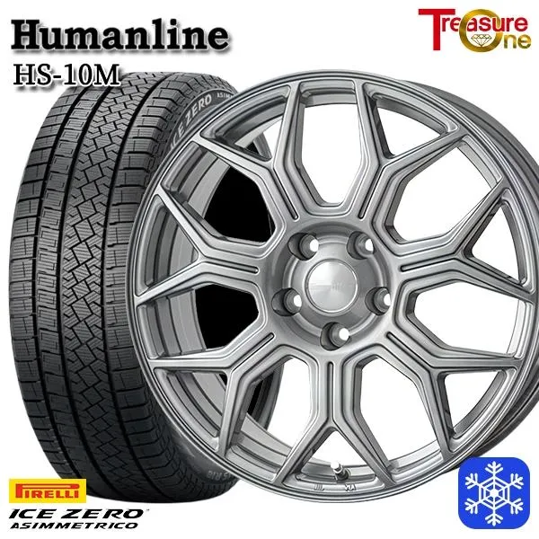 215/65R16インチ ピレリ アイスゼロアシンメトリコ 5H100 スタッドレスタイヤホイール4本セット ヒューマンライン HS10M DG