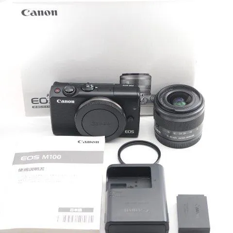 Canon ミラーレス一眼カメラ EOS M100 EF-M15-45 IS STM レンズキット(ブラック) EOSM100BK1545ISSTMLK