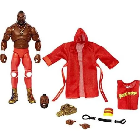 WWE Ultimate Edition Mr. T Action Figure, 6-inch Collectible with Extra Heads, Swappable Hands ＆ Wrestlemania Entrance Robe for Ages 8 Years Old ＆ U