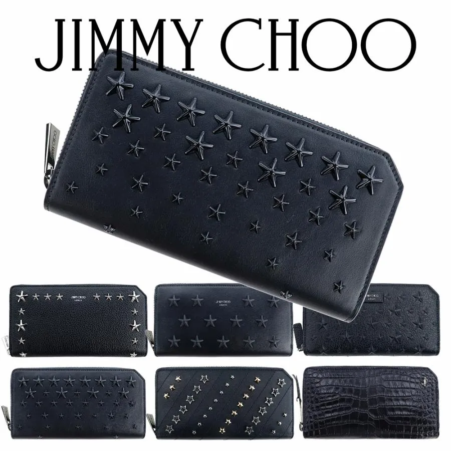 ジミーチュウ JIMMY CHOO 財布 長財布 ラウンドファスナー スタッズ スター 星 カーナビー CARNABY S ブラック BLACK レザー 本革