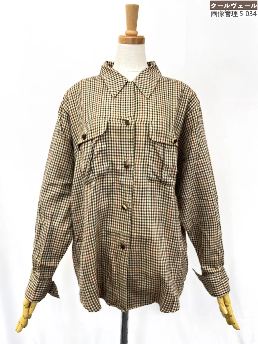 超美品【ラルフローレン Ralph Lauren】 ダブルカフス 長袖シャツ ブラウス (レディース) size11 ブラウン系 チェック柄 ★33LK2720★ 【中古】