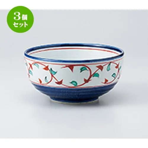 3個セット 丼 和食器 / 手描き唐草6.0丸丼 寸法：18.4 x 8.8cm