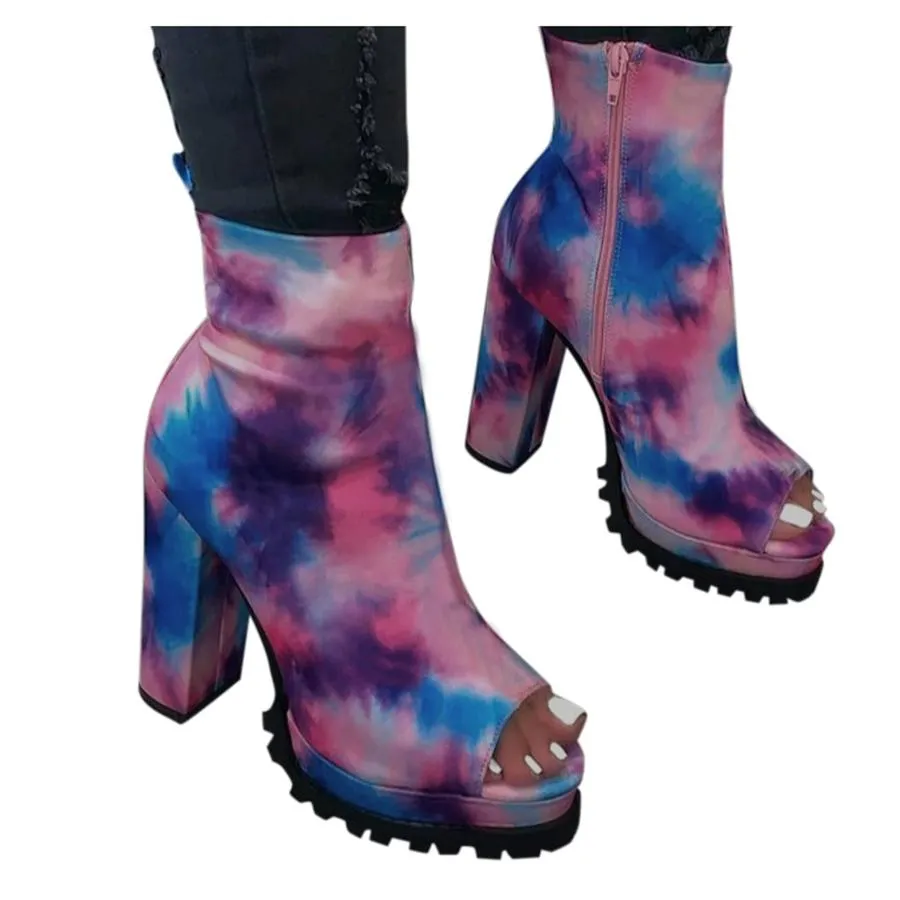 【並行輸入品】Ankle Boots for Women High Heel Peep Toe Ankle Booties Platform