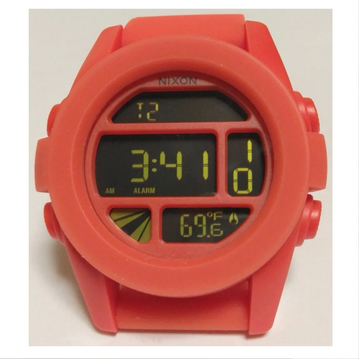 【中古】本物完動美品Nixonニクソンのオレンジ色ラバー素材の時計THE UNIT 1ヶ月保証付き 〇A18-13  保管場所2-20