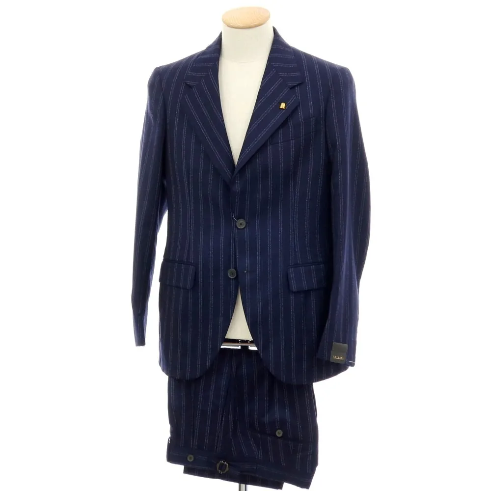 【中古】【未使用】サルトリア ラトーレ SARTORIA LATORRE ウール ストライプ 2つボタンスーツ ネイビーxブルー【サイズ44】【S/S/A/W】【状態ランクS】【メンズ】[APD]