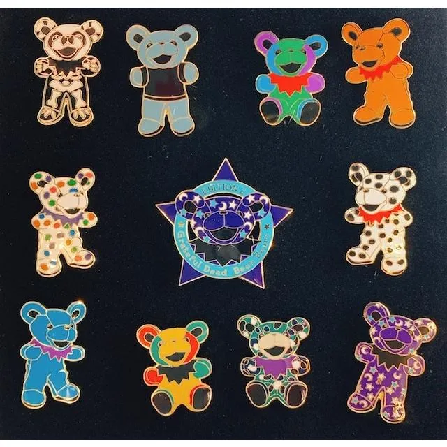 ピンバッチセット グレイトフルデッドビーンベア 人気ベアピンバッチ11個セット LIQID BULE コレクション ケース付き ギフト