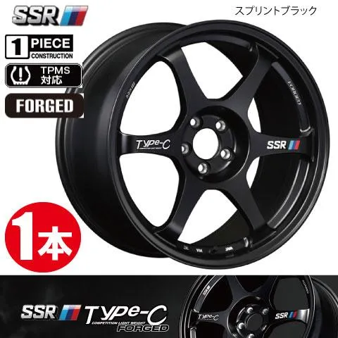 4本で条件付送料無料 鍛造 1本価格 SSR TYPE-C FORGED BK 18inch 5H100 8.5J+44 タイプC