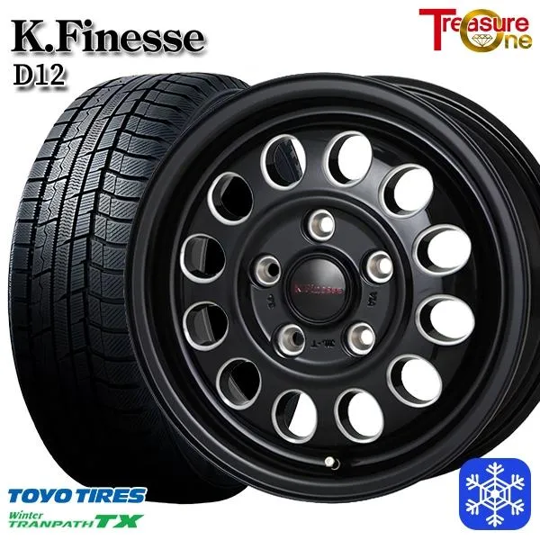 205/65R15インチ TOYO トーヨー ウィンター トランパス TX 5H114.3 スタッドレスタイヤホイール4本セット トレジャーワン ケイフィネス D12 ブラック
