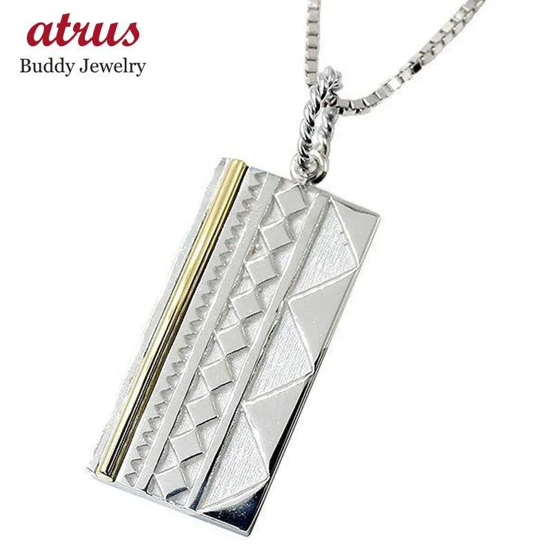 18金 ネックレス トップ メンズ シルバー プレート ネイティブアメリカン ゴールド 18k コンビ sv925 男性 インディアンジュエリー セール 爆買