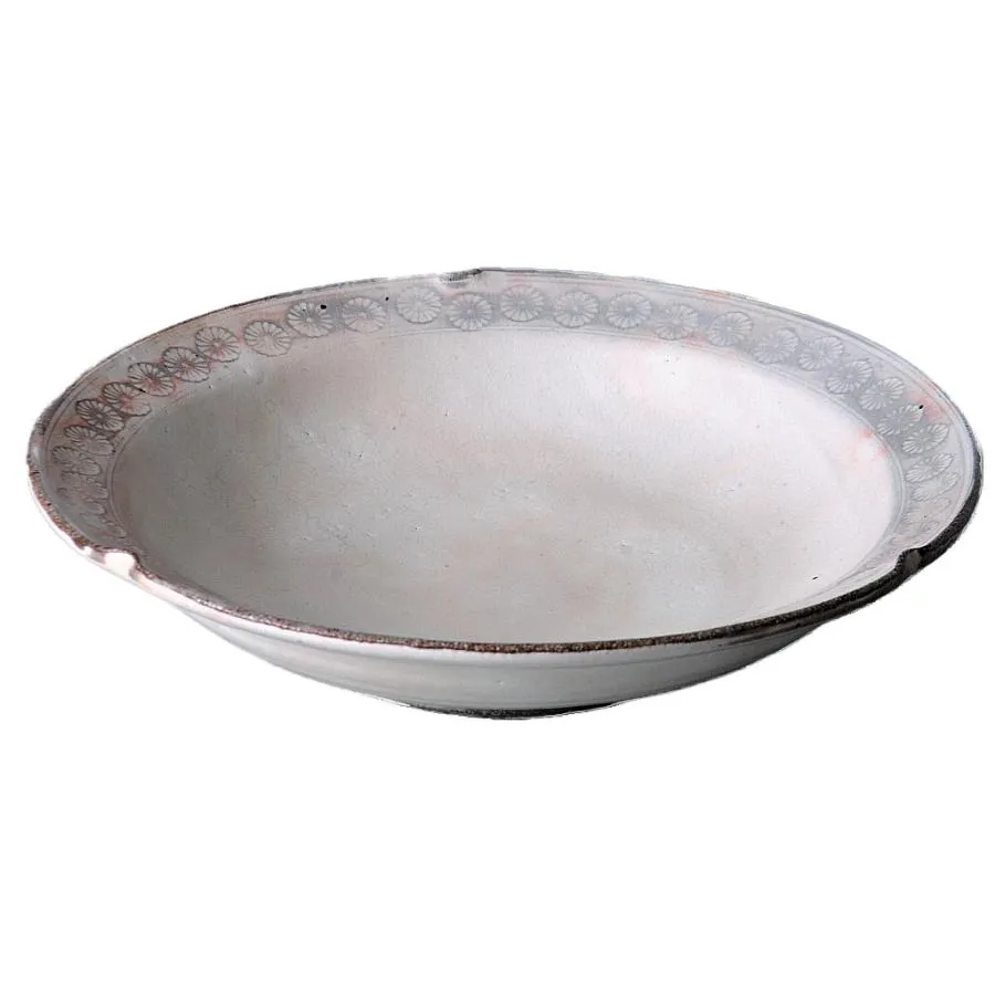 粉引印花尺丸皿 和食器 丸大皿 業務用 約36.5cm 在庫処分品 数量限定 セール