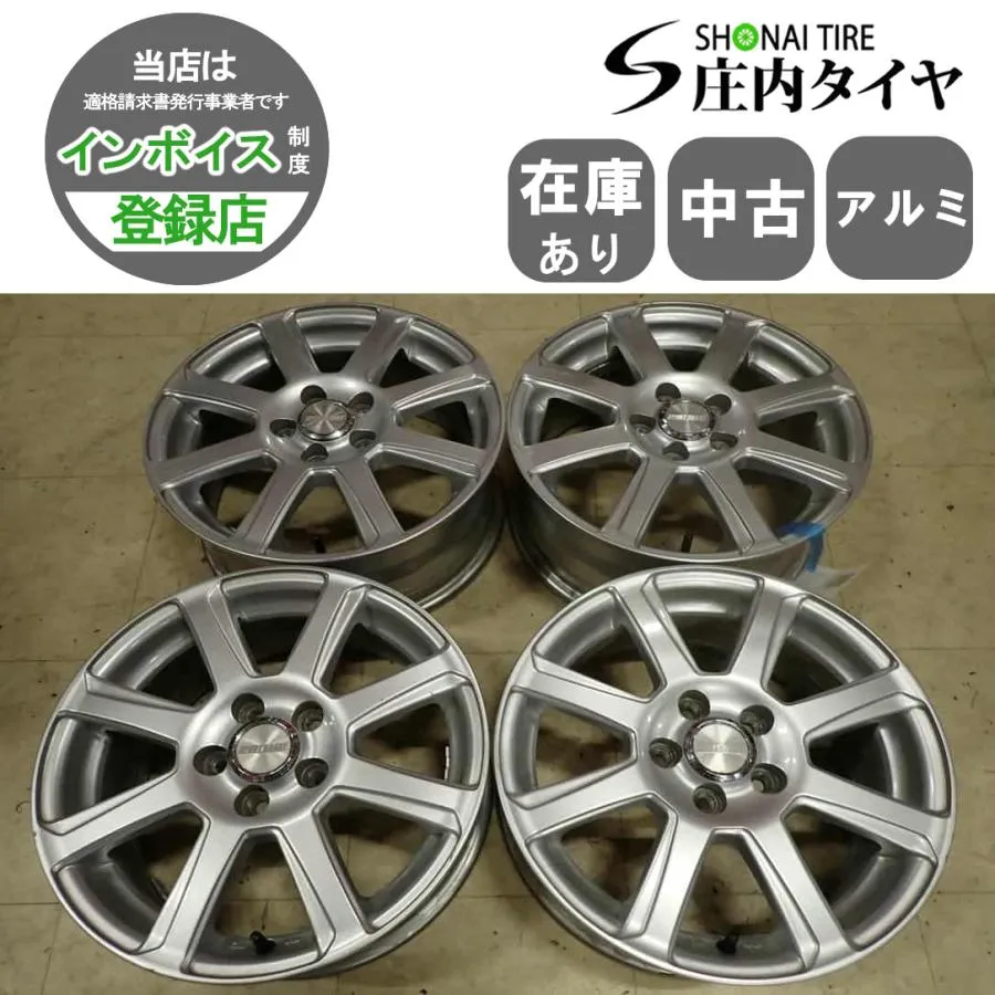 4本SET 会社宛 送料無料 15×6J デザイン アルミ ホイール 5穴 PCD 100mm +45 ハブ径 73mm ウィッシュ プリウス プレミオ 特価 NO,I2423