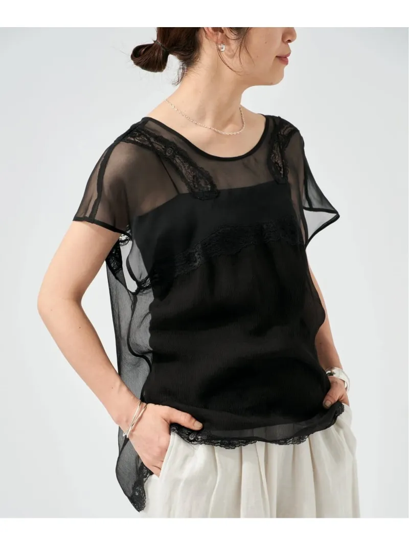 Raspail ラスパイユ Lace Swithed ブラウス RB-277 VERMEIL par iena ヴェルメイユ パー イエナ トップス シャツ・ブラウス ブラック【送料無料】[ Fashion]