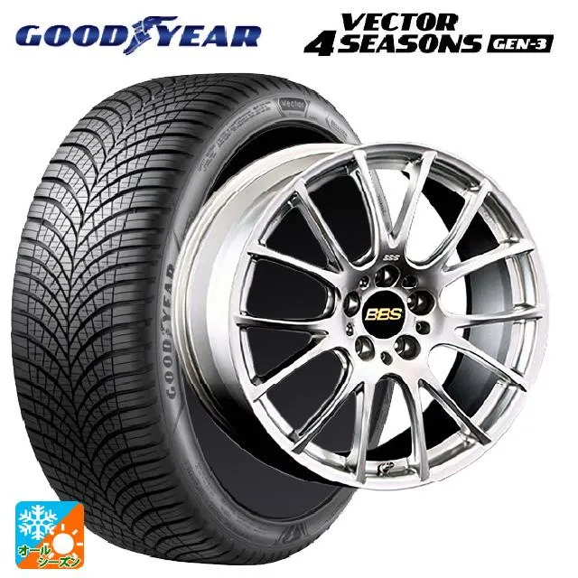 送料無料 オールシーズンタイヤホイール 4本セット 225/55R18 102W XL グッドイヤー ベクター4シーズンズ ジェン3 BBS RE-V