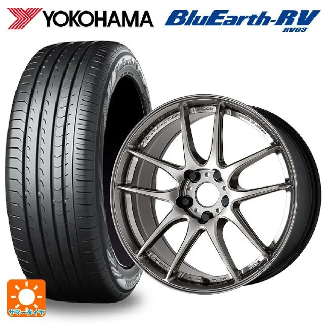 送料無料 サマータイヤホイール 4本セット 225/45R18 95W XL ヨコハマ ブルーアース RV03 # ワーク エモーション CR至極 1