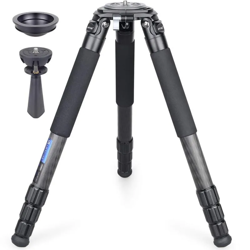 大型 カーボン三脚 40mm パイプ径 4段 ナットロック式 ボウル3脚 ARTCISE 軽量 頑丈 10層カーボンファイバー 耐荷重40Kg プロレベル カメラビデオ さんきゃく 75mmボウルアダプター付き 三段開脚で