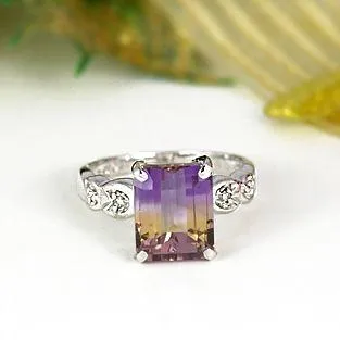 アメトリン リング 指輪 大粒 3.0ct SV925/K10WG バイカラー 2月 11月 誕生石 天然石 選べる地金