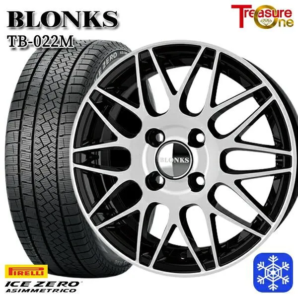 185/60R15インチ ピレリ アイスゼロアシンメトリコ 4H100 スタッドレスタイヤホイール4本セット ブロンクス TB022M