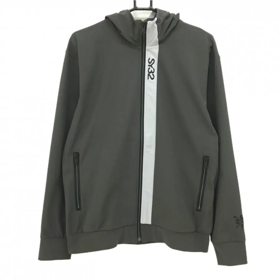 【超美品】SY32 ジップパーカー ダークグレー×ライトグレー 背面センターロゴ ジャケット メンズ XL ゴルフウェア SY32 BY SWEET YEARS