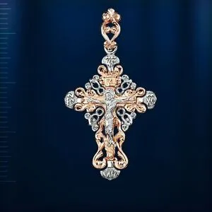 【送料無料】ネックレス クロペンダントrussian58514knwt 35х20mmorthodox cross pendant russian solid rose gold 585 14k bicolor nwt 35х20mm