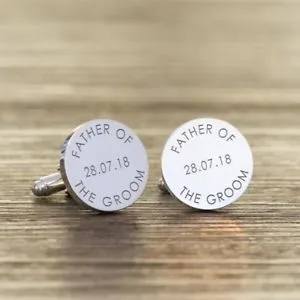 【送料無料】メンズアクセサリ― パーソナライズカフスボタンラウンドpersonalised round father of the groom cufflinks