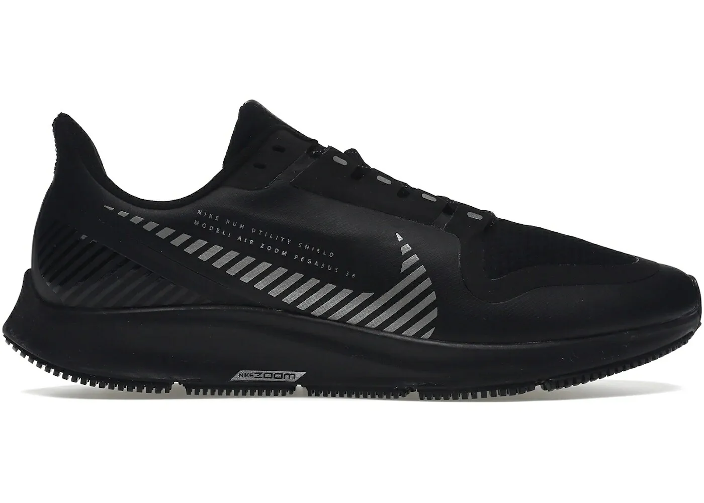 ナイキ ズーム ペガサス 黒色 ブラック 銀色 シルバー 砂色 サンド ズームペガサス スニーカー メンズ NIKE AIR ZOOM PEGASUS 36 SHIELD BLACK / BLACK SILVER DESERT SAND VOLTAGE