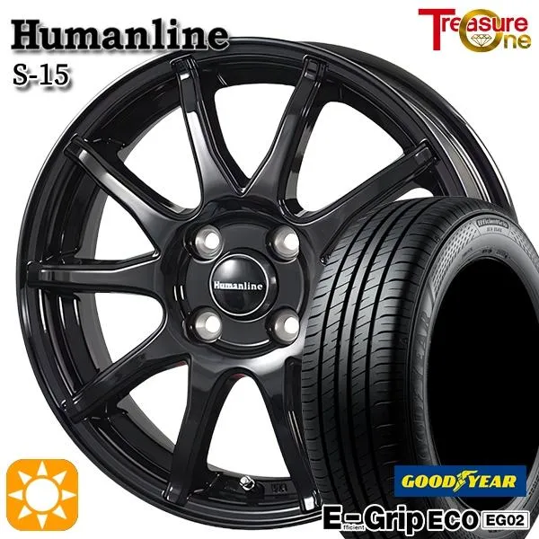 サマータイヤ ホイール4本セット 175/70R14インチ 4H100 ヒューマンライン S15 BK グッドイヤー EG02