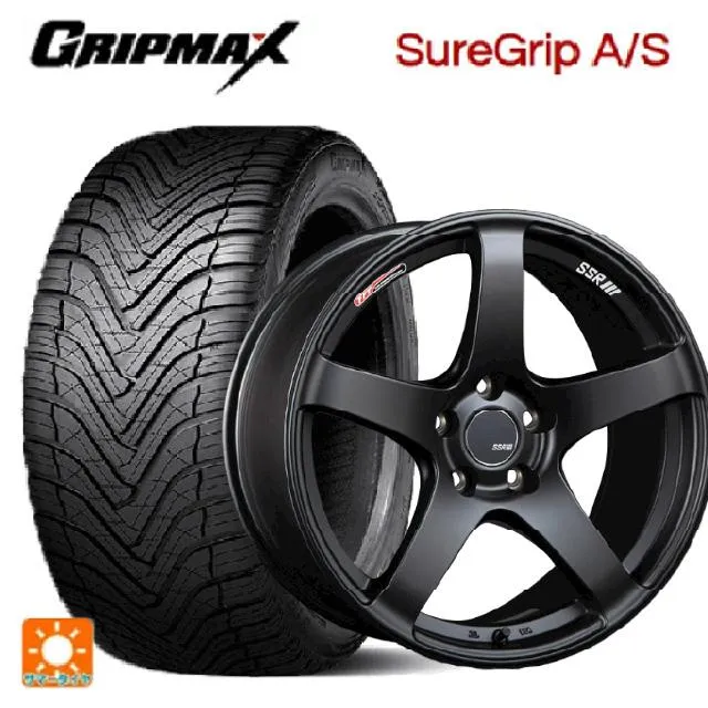 送料無料 オールシーズンタイヤホイール 4本セット 235/55R19 105W XL グリップマックス シュアグリップ A/S ブラックレター タナ