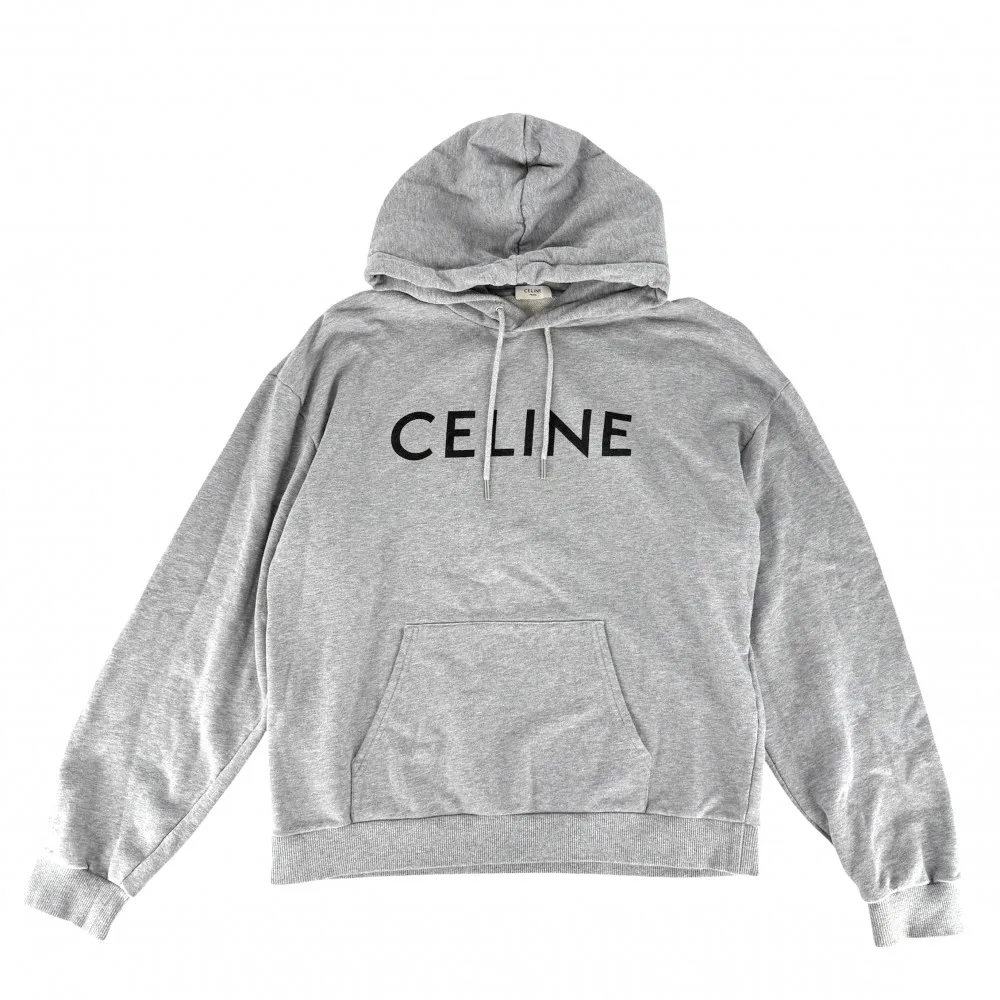 セリーヌ パーカー メンズ ルーズフーディー トップス アパレル 服 CELINE XXL 2Y321670Q グレー シルバー金具 コットン    春 秋 冬【中古品】