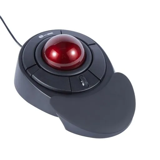 MCSaiteトラックボールマウス光学式USB5機能ボタン有線接続PC/Mac対応ブラック/レッド