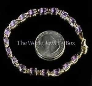 【送料無料】ネックレス 14kイェローゴールドアメジストラインテニスブレスレット7nwtnwt regal 14k yellow gold amethyst gemstone line tennis bracelet 7 inches