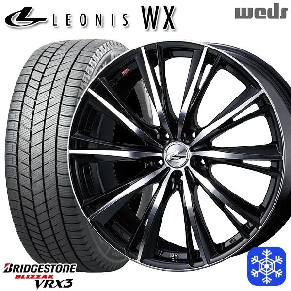 225/55R18インチ ブリヂストン ブリザック VRX3 5H114.3 スタッドレスタイヤホイール4本セット ウェッズ レオニス WX BKMC