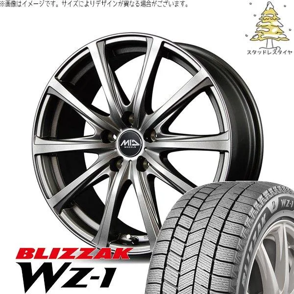 C27 セレナ ランディ 195/60R16 スタッドレス | ブリザック WZ-1 \u0026 MIDホイール V25 16インチ 5穴114.3