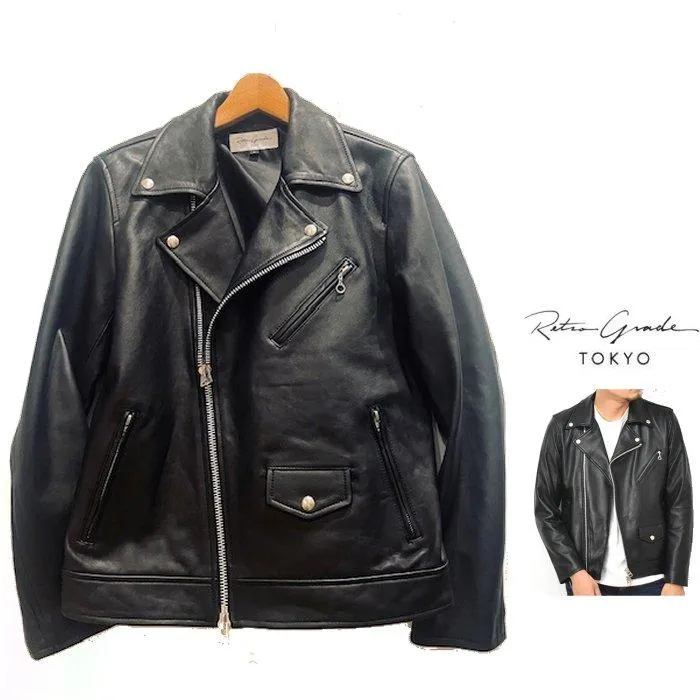 Retro Grade(レトロ・グレード) ダブルライダース レザージャケット TANNED LAMBSKIN LEATHER REGULAR FIT Color：011.BLK×(ZIP)SILVER(裏地BLACK)