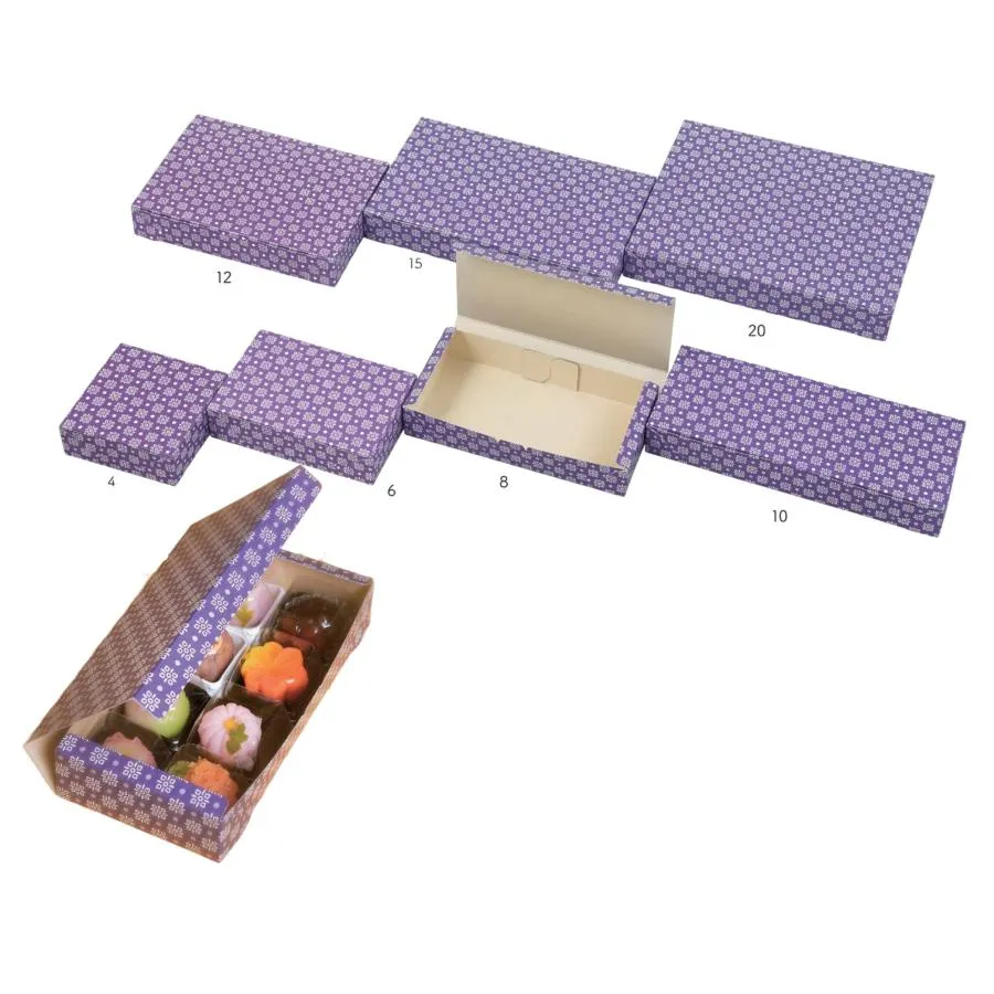 値引有 和菓子用サービス箱 4個用 和 C 紫 4 120×120×45mm 1セット500枚 玉谷共栄堂 253004