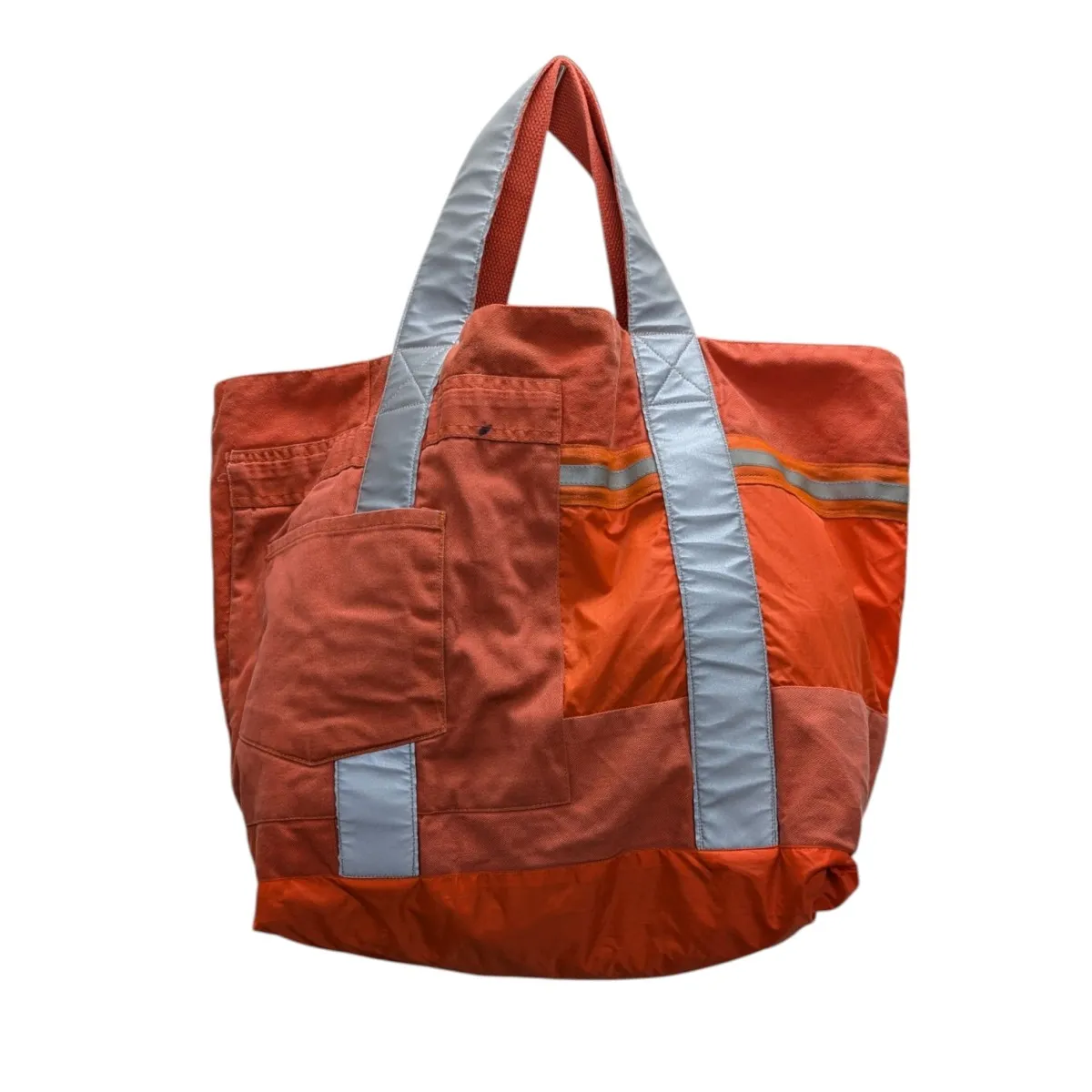 【中古】<br>GREG LAUREN<br>ハンドバッグ／ツイル＆リップストップ トートバッグ リフレクティブシェルパネル オレンジ<br>【価格見直し】