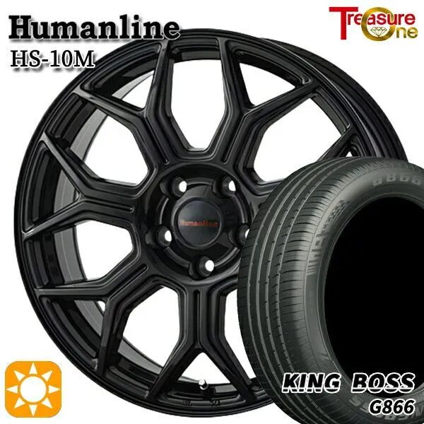 サマータイヤ ホイール4本セット 215/55R17インチ 5H100 ヒューマンライン HS10M BK キングボス G866