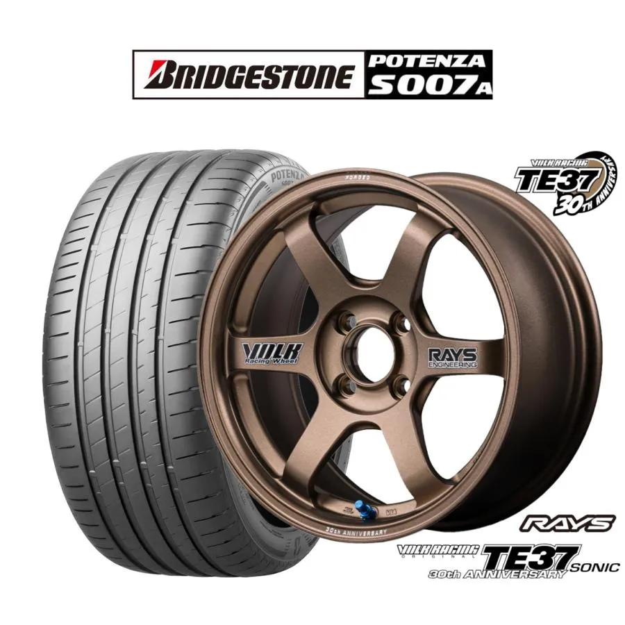 サマータイヤ ホイール4本セット レイズ ボルクレーシング TE37 SONIC(ソニック) 30TH STICKER Ver. ブリヂストン POTENZA ポテンザ S007A 205/55R16