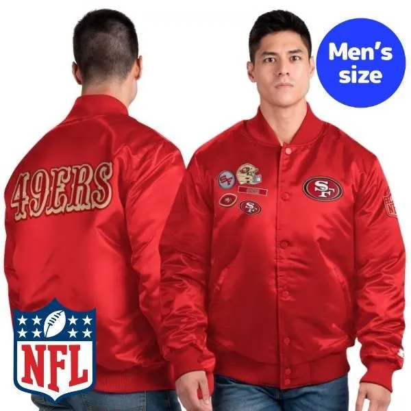 NFL公式 メンズ アウター スタジャン サンフランシスコ・49ers San Francisco 49ers Exclusive Satin Full-Snap Varsity Jacket