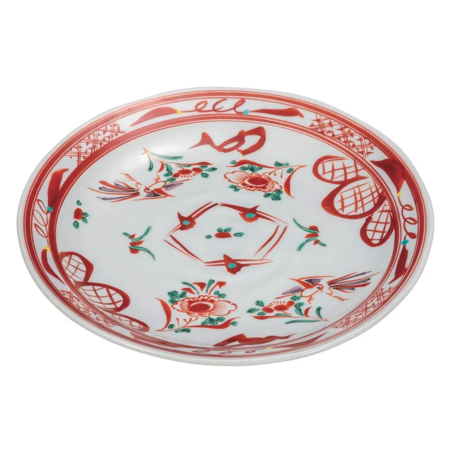 日本の伝統工芸品【九谷焼】 9号盛皿 赤絵   (K9-350) (K8-336)