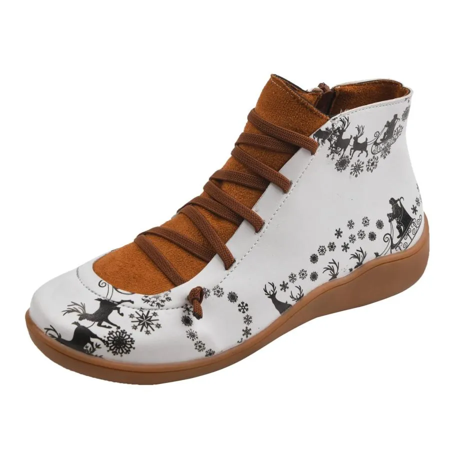 【並行輸入品】SBGMoSJ Womens Ankle Boots No Heel Leather Gray Booties Women An
