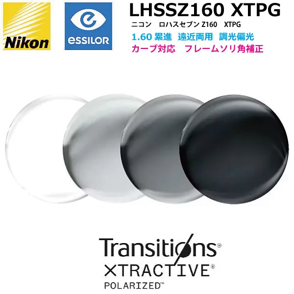 ニコン ロハスセブンZ アクティブ 1.60 偏光調光 LHSSZAC160 XTPG TRANSITIONS XTRACTIVE POLARIZED エクストラアクティブポラライズド カーブ対応 遠近両用累進 ２枚１組