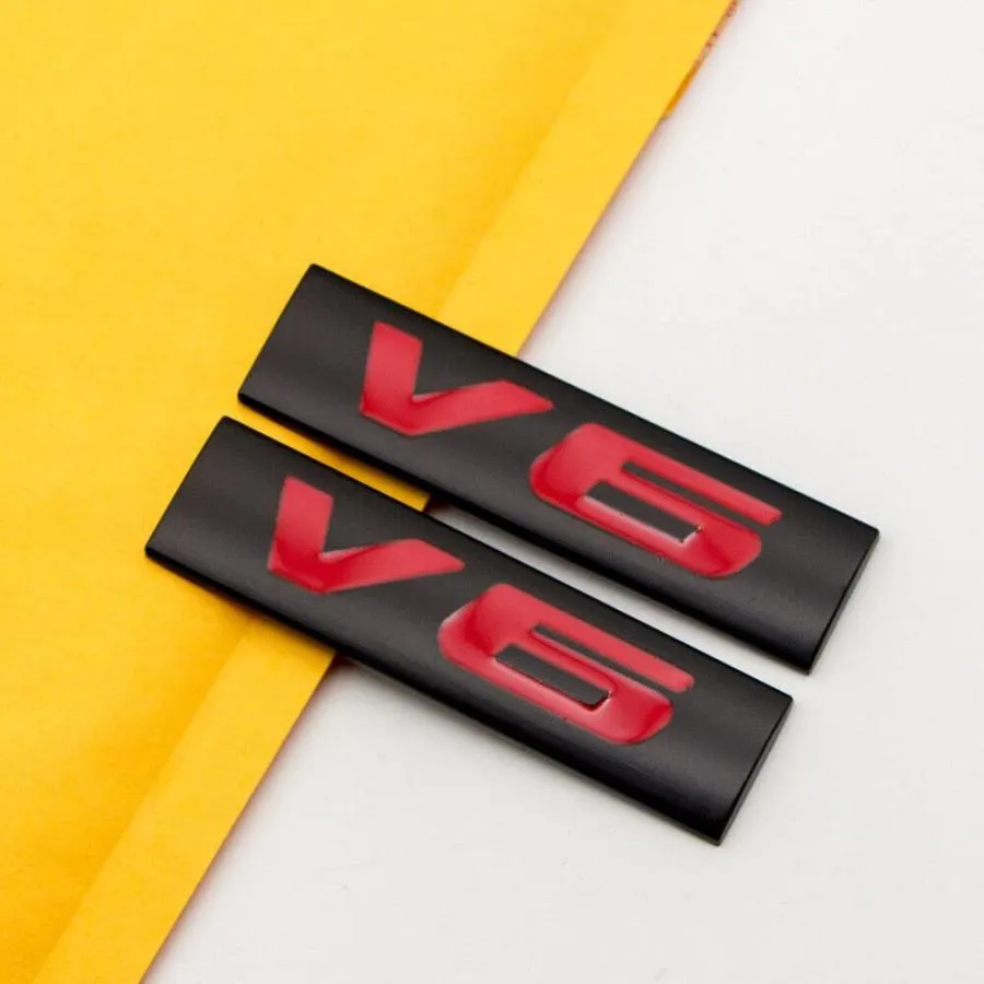【並行輸入品】2X Metal V6 Engine Emblem Polished Lettering Grill Car SUV Sport