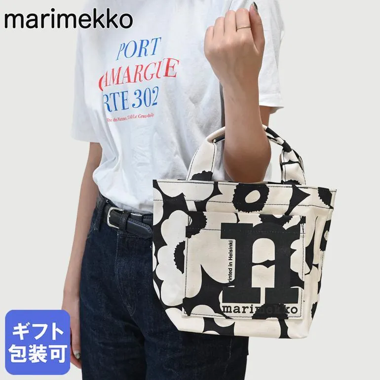 マリメッコ トートバッグ MONO MINI UNIKKO モノ ミニ ウニッコ レディース ブラック×オフホワイト 92197 092197 908 北欧雑貨 北欧デザイン