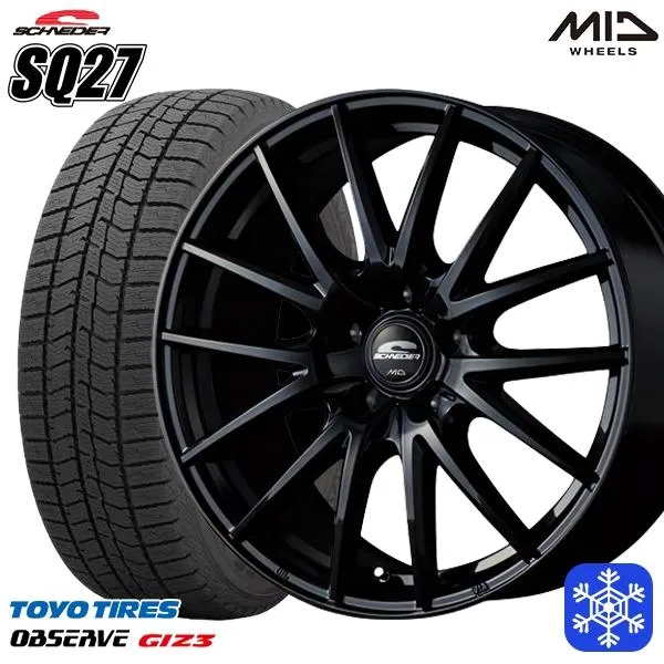 215/65R16インチ TOYO トーヨー オブザーブ ギズ3 GIZ3 5H114.3 スタッドレスタイヤホイールセット MID SQ27 ブラック