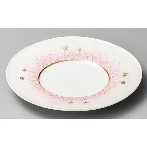 ☆ 丸皿 ☆ 金彩草花彫入8.0皿 [ 246 x 28mm ] 【料亭 旅館 和食器 飲食店 業務用 】