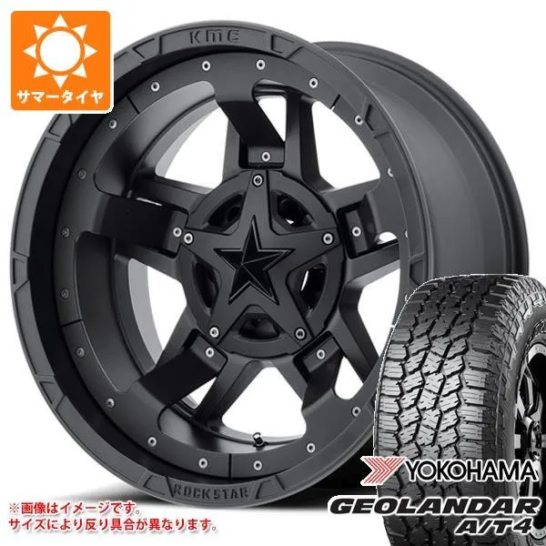 5本セット ジープ ラングラー JK/JL系用 サマータイヤ ヨコハマ ジオランダー A/T4 G018 265/65R18 114H ブラックレター KMC XD827 ロックスター3