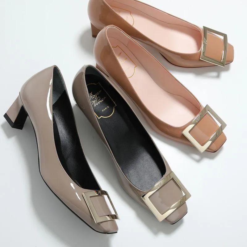 ROGER VIVIER ロジェヴィヴィエ パンプス DEC.TROMPETTE T.45 RVW44815280D1P レディース レザー スクエアトゥ メタルバックル 4.5cmヒール シューズ 靴