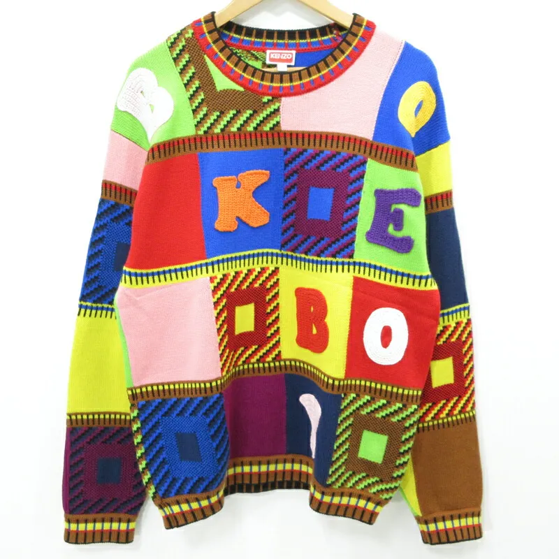 【中古】KENZO | ケンゾー BOKE Boy パッチワークジャンパー ニット FD55PU3753CO マルチカラー サイズ：M【三重本店】